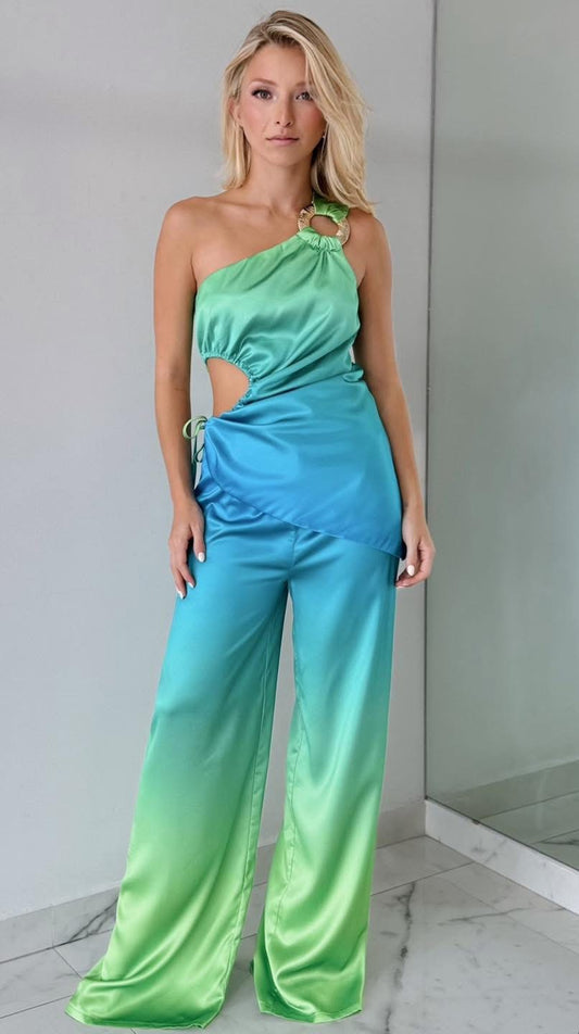 Green ombré satin set