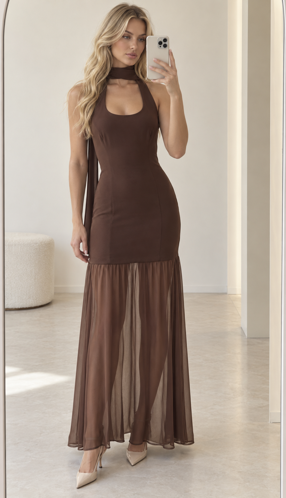 CHOCO MESH MAXI DRESS