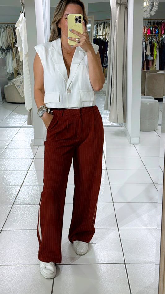 Stripe burgundy pants