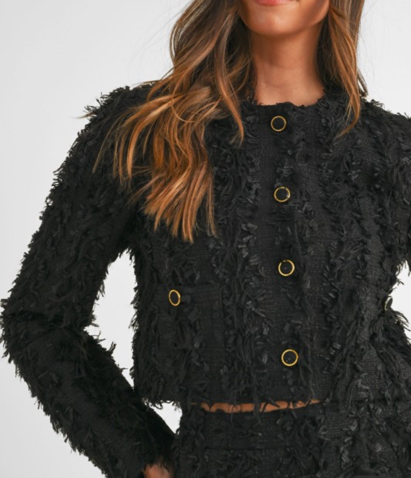 Textured tweed black set