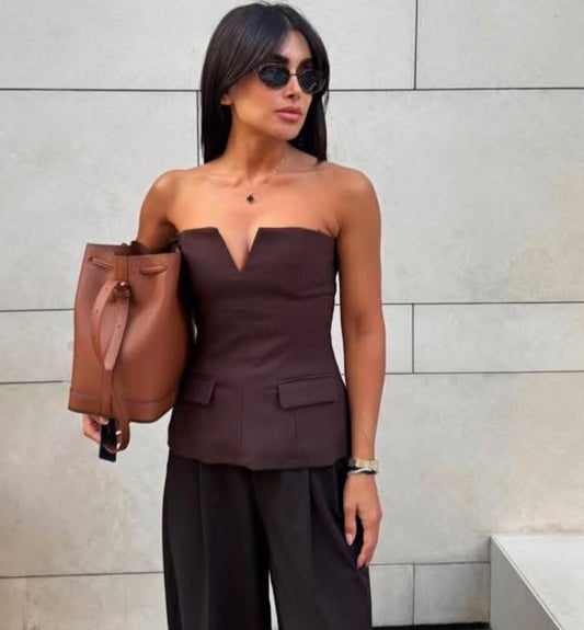 Chocolate peplum top
