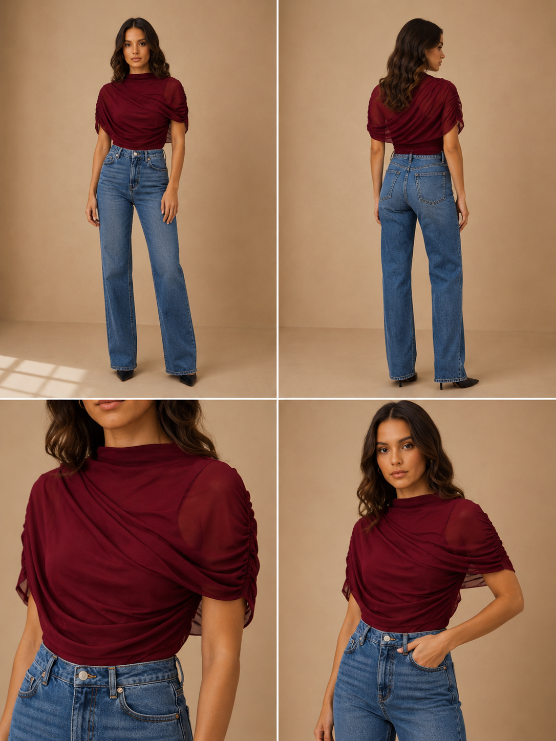 WINE Asymmetric Cape Ruch Top