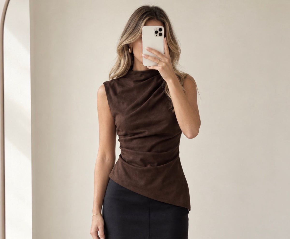 DARK BROWN SUEDE TOP