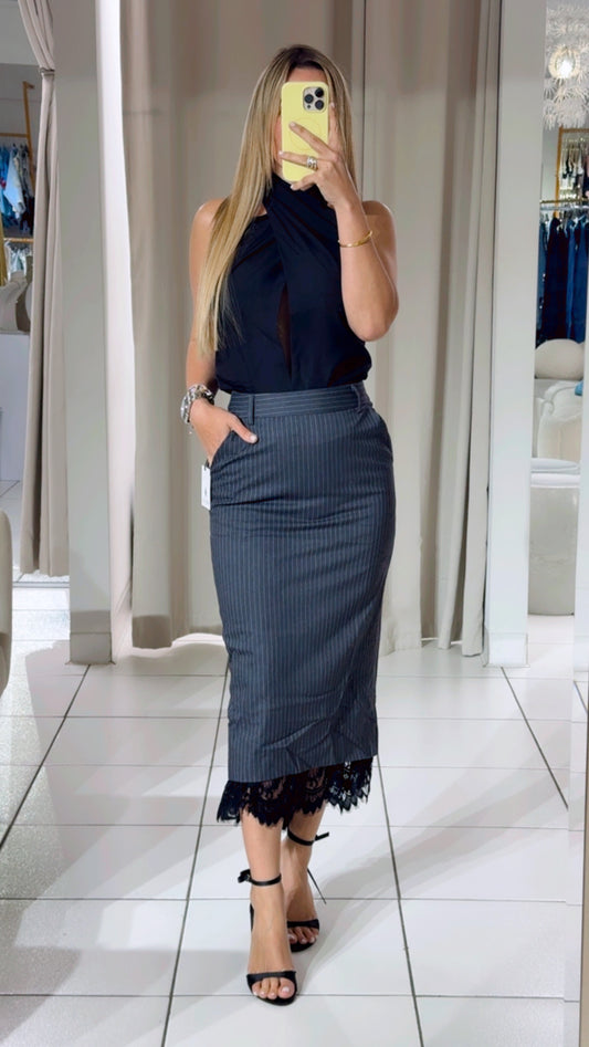 Charcoal lace skirt