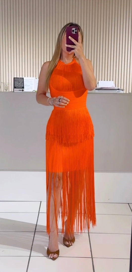 Orange Tassel Dress