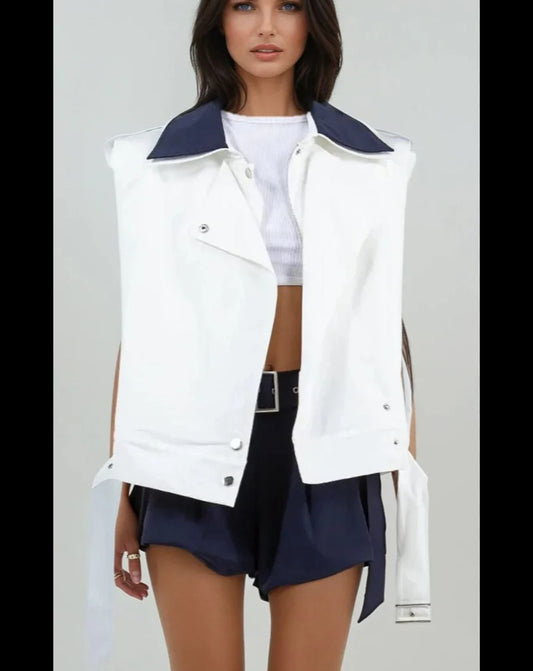 White jacket over size