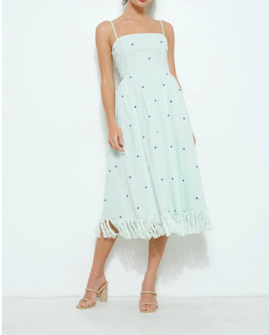Light Blue Flared Midi Dress
