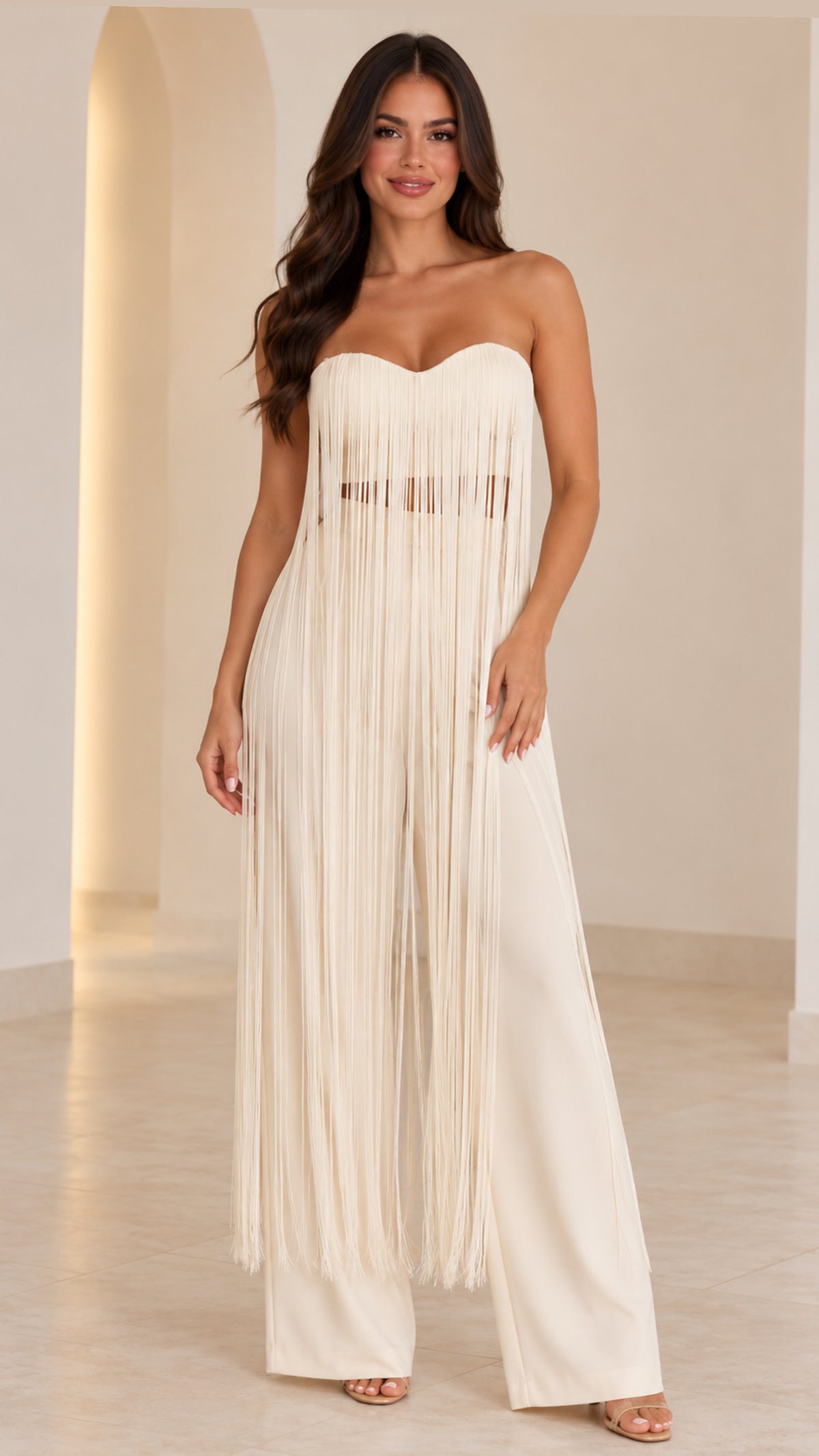 Cream fringe set