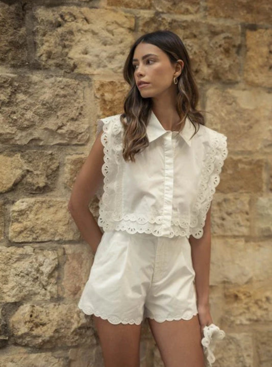 Poplin scalloped set