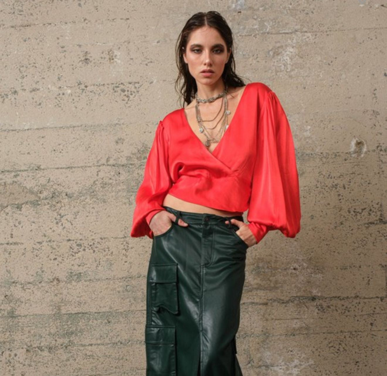 Red long sleeve top