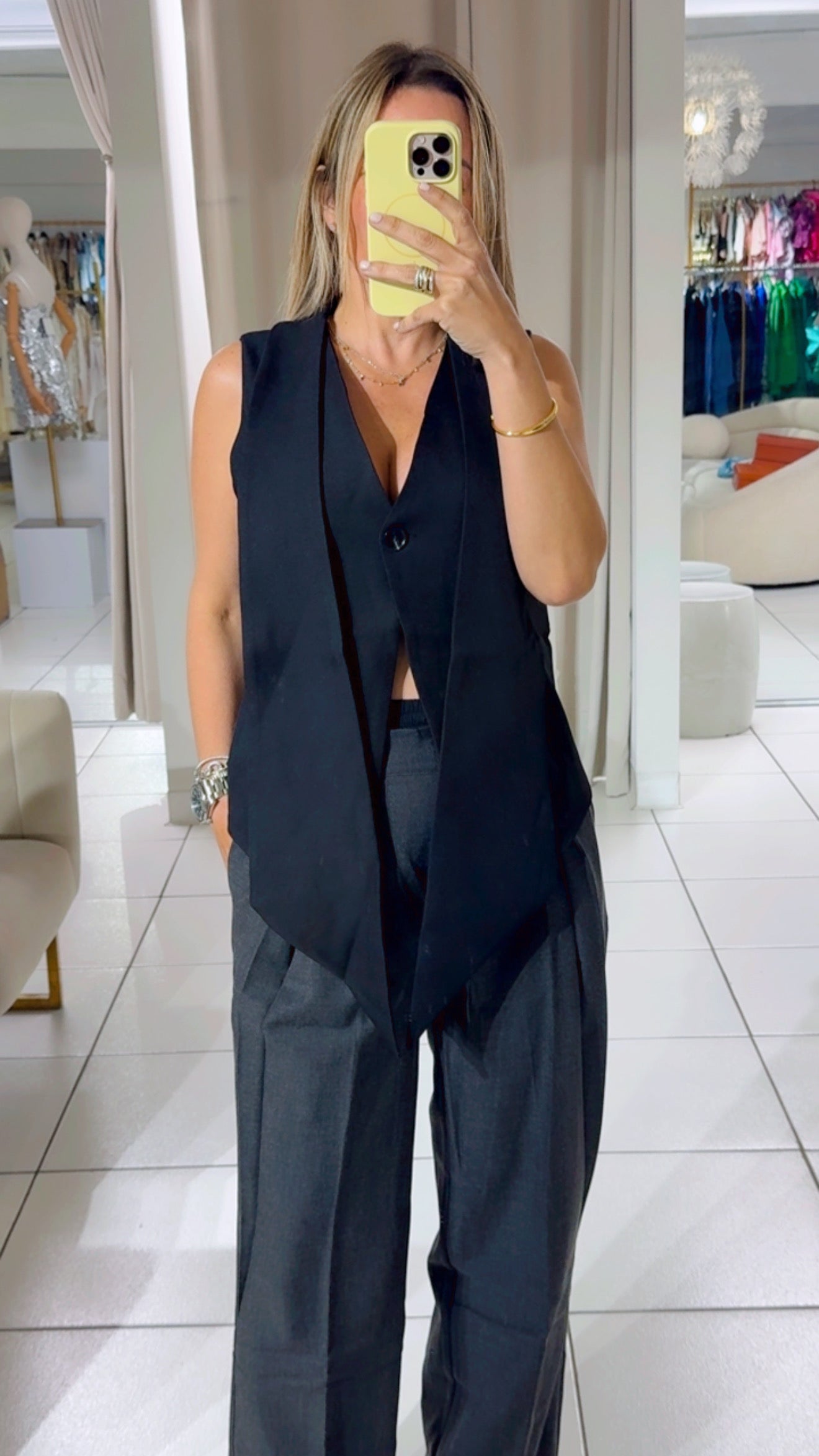 Black long vest