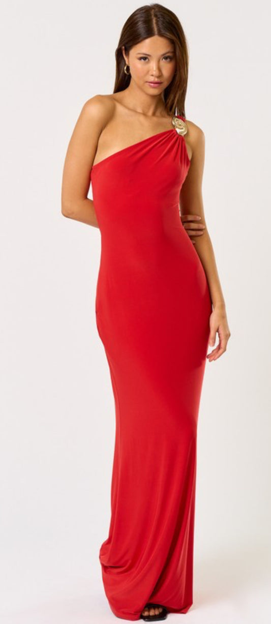 Red orange maxi dress