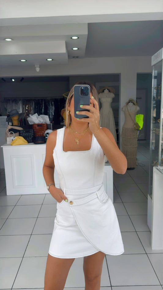 White denim romper