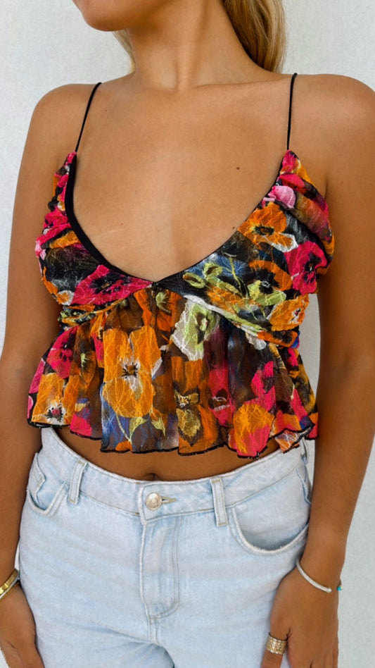 Floral Mesh Top