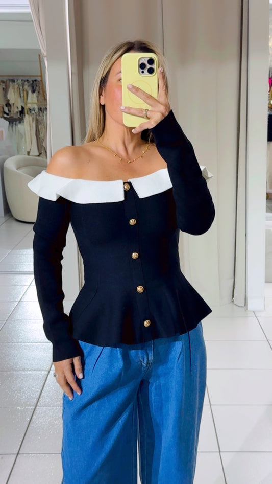 Black one shoulder top