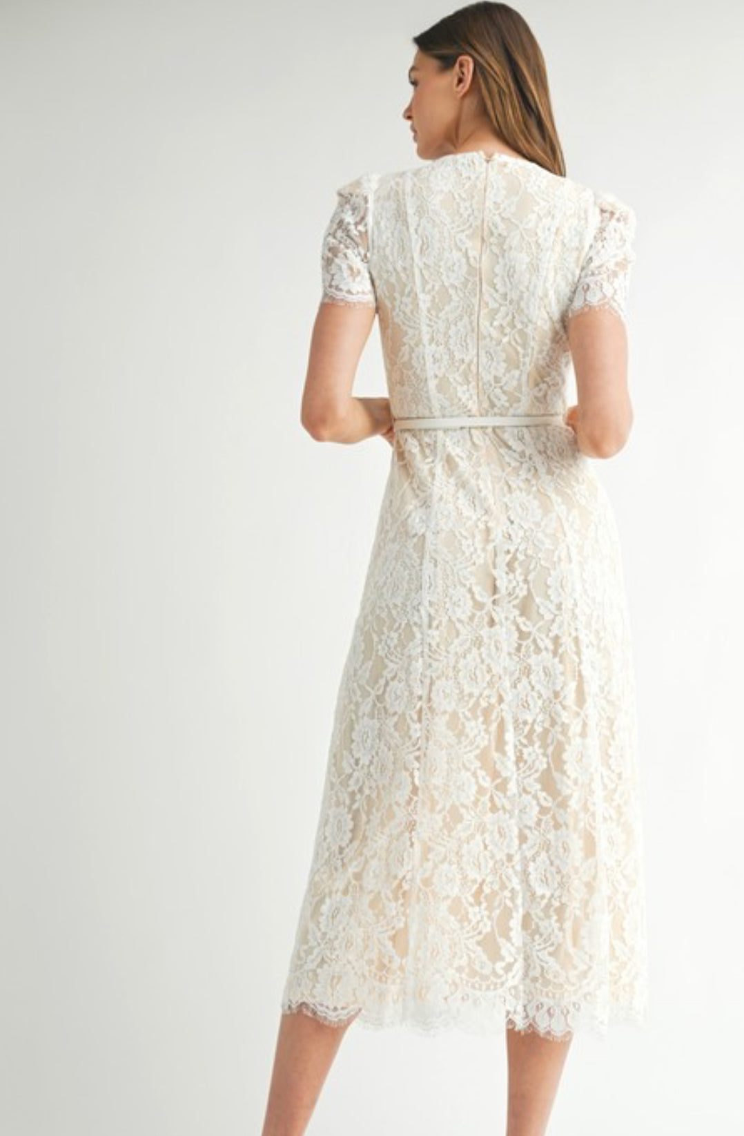 Lace embellished midi dress