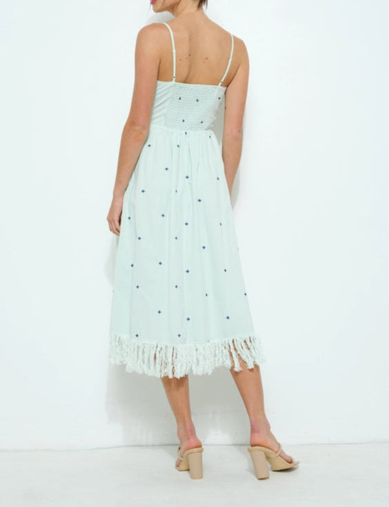 Light Blue Flared Midi Dress