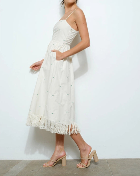 White Flared Midi Dress