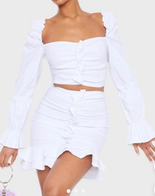 White ruffle set