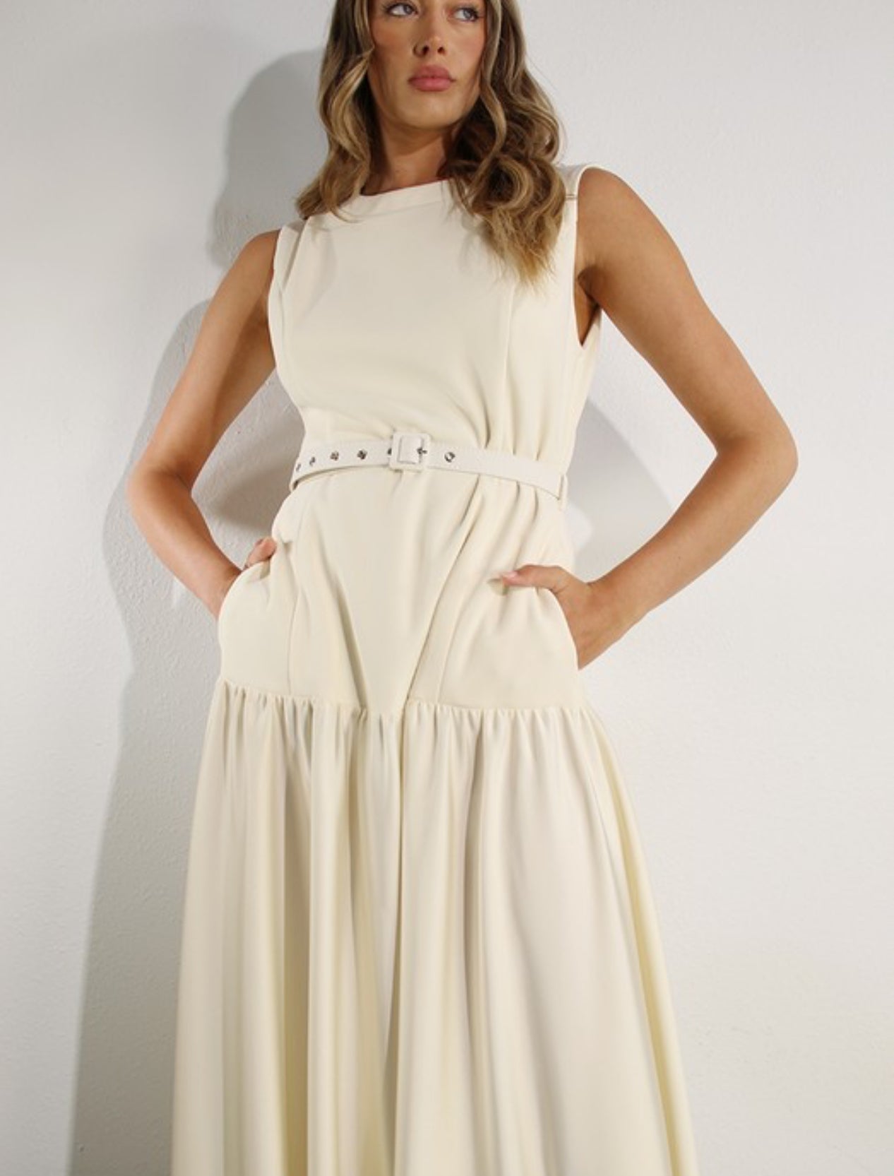 Cream satin maxi