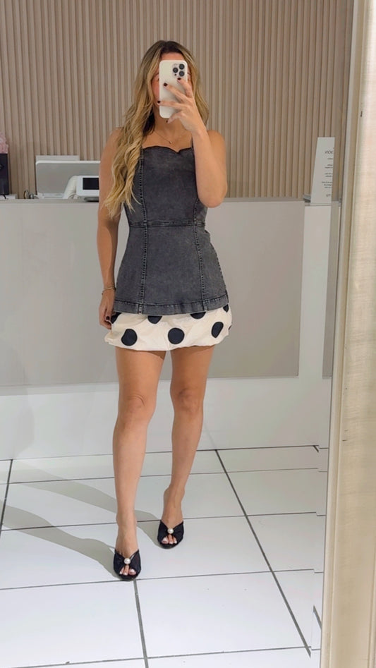 Denim black top