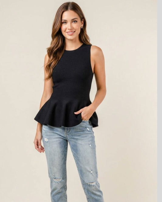 Sleeveless Flared-Hem Top