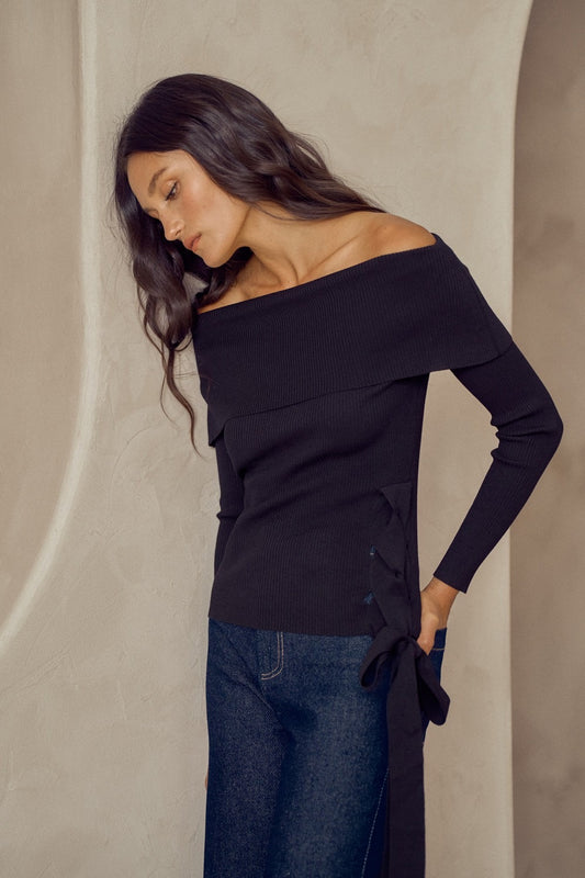 Black off shoulder top