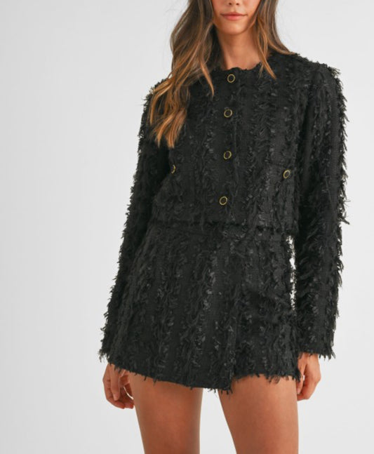 Textured tweed black set