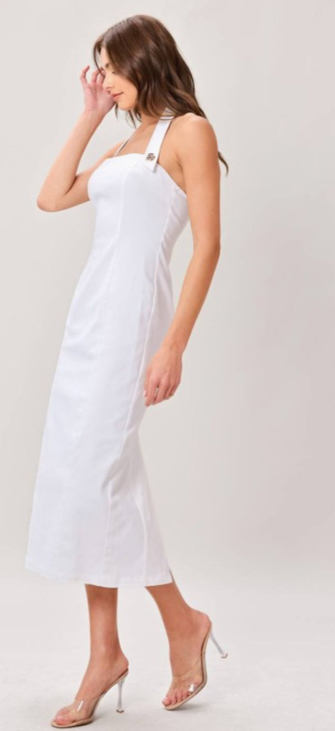 WHITE MIDI DRESS