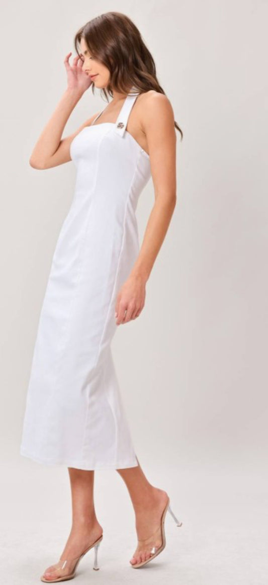 WHITE MIDI DRESS