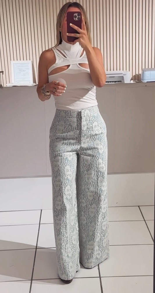 Blue and Butter Flower Pants
