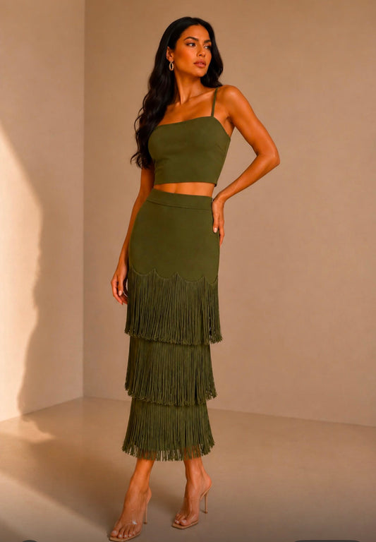 OLIVE FRINGE SET