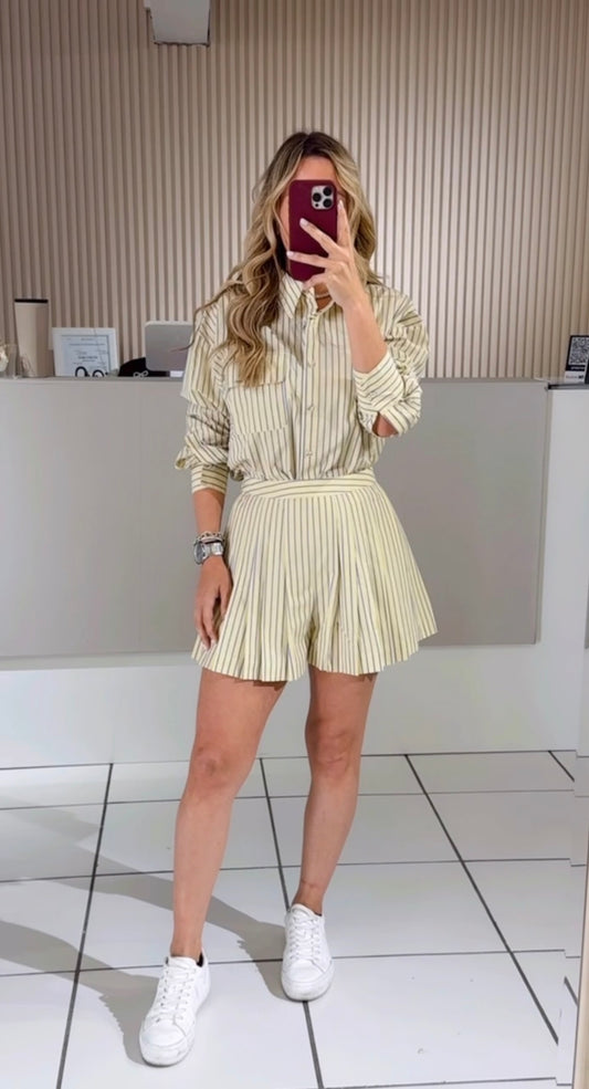 Yellow Striped Short Set