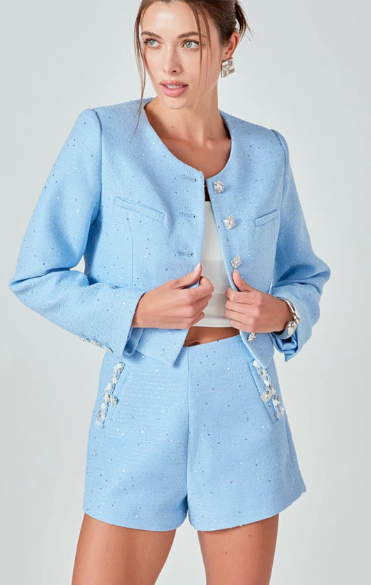 Blue tweed set