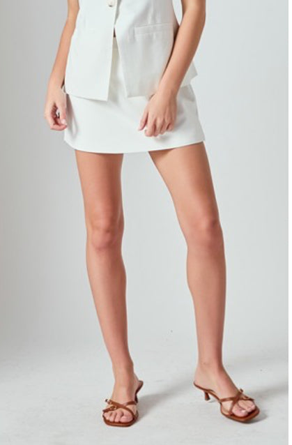 Linen ivory skort