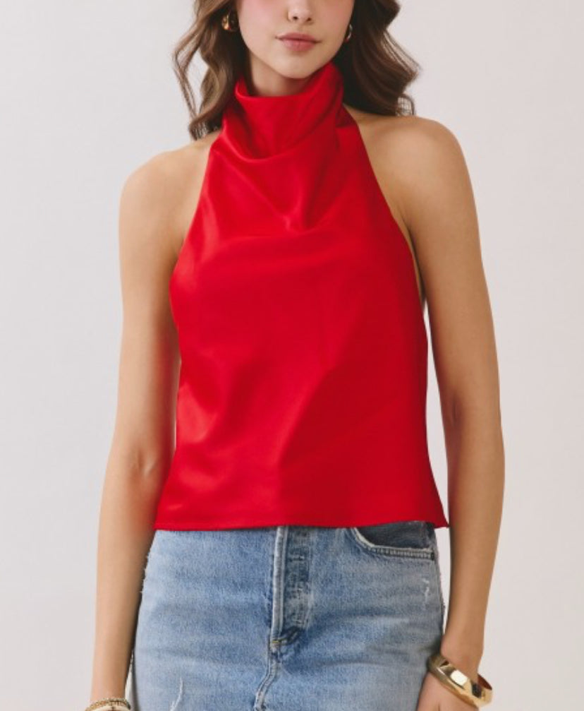 Red satin top
