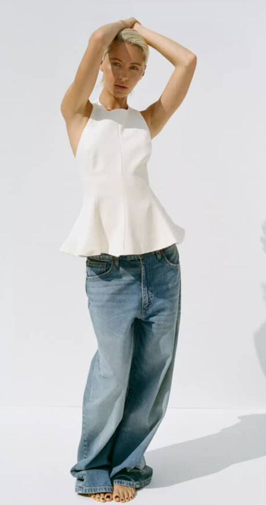 Sculpted white top