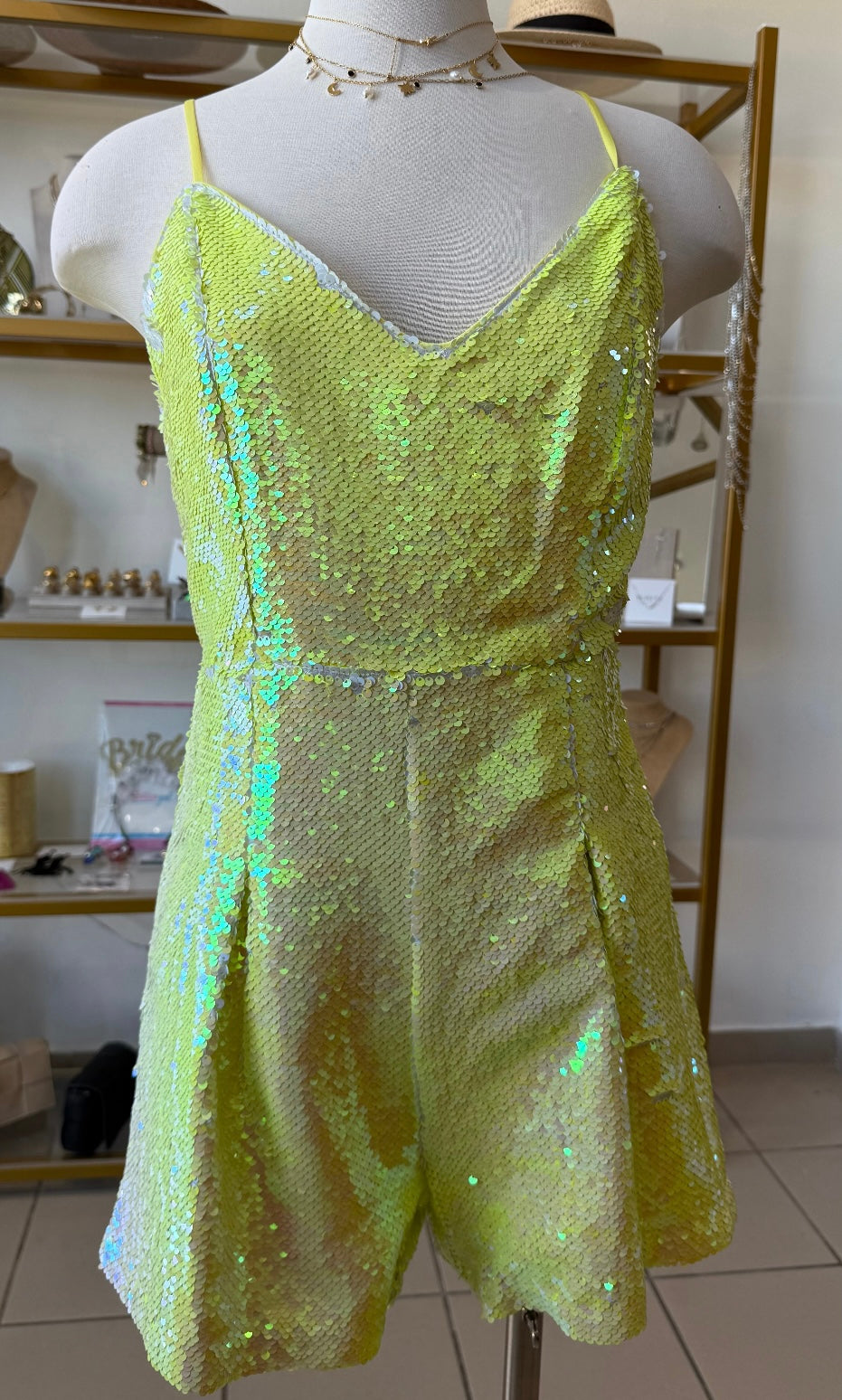 Lime Glitter Romper
