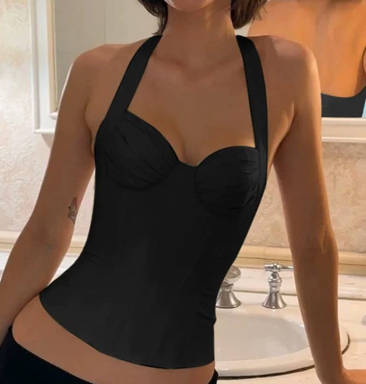 Halter corset black top