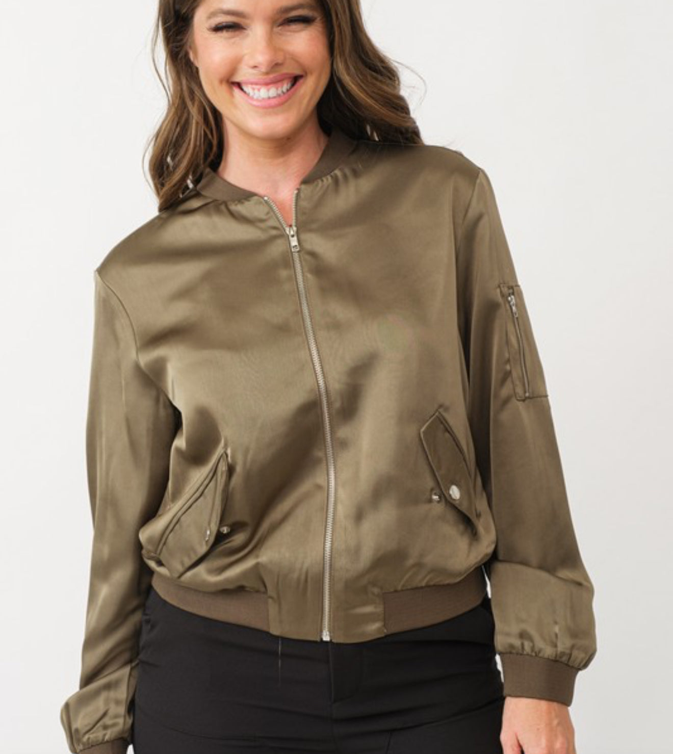 Olive satin jacket