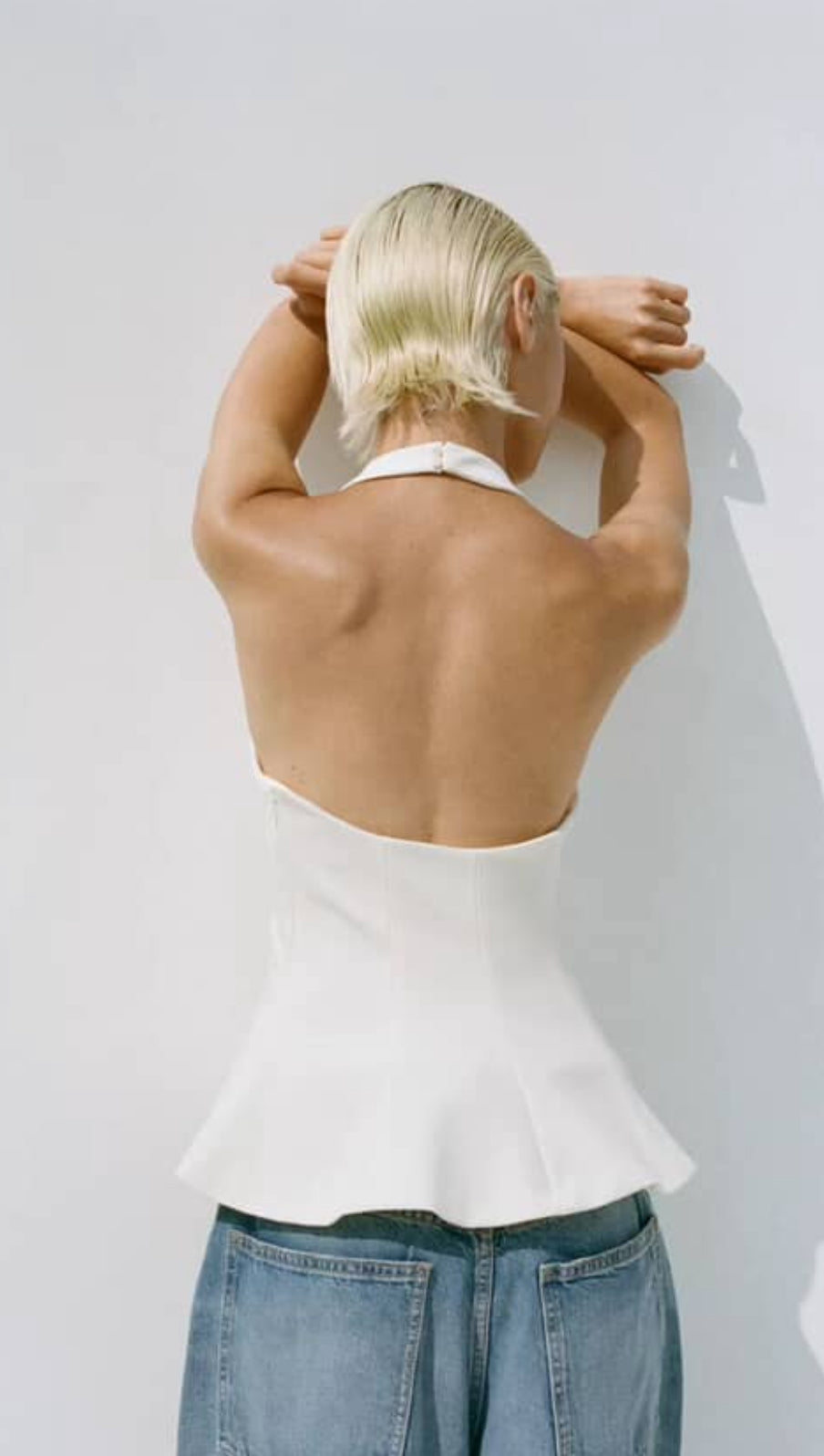 Sculpted white top