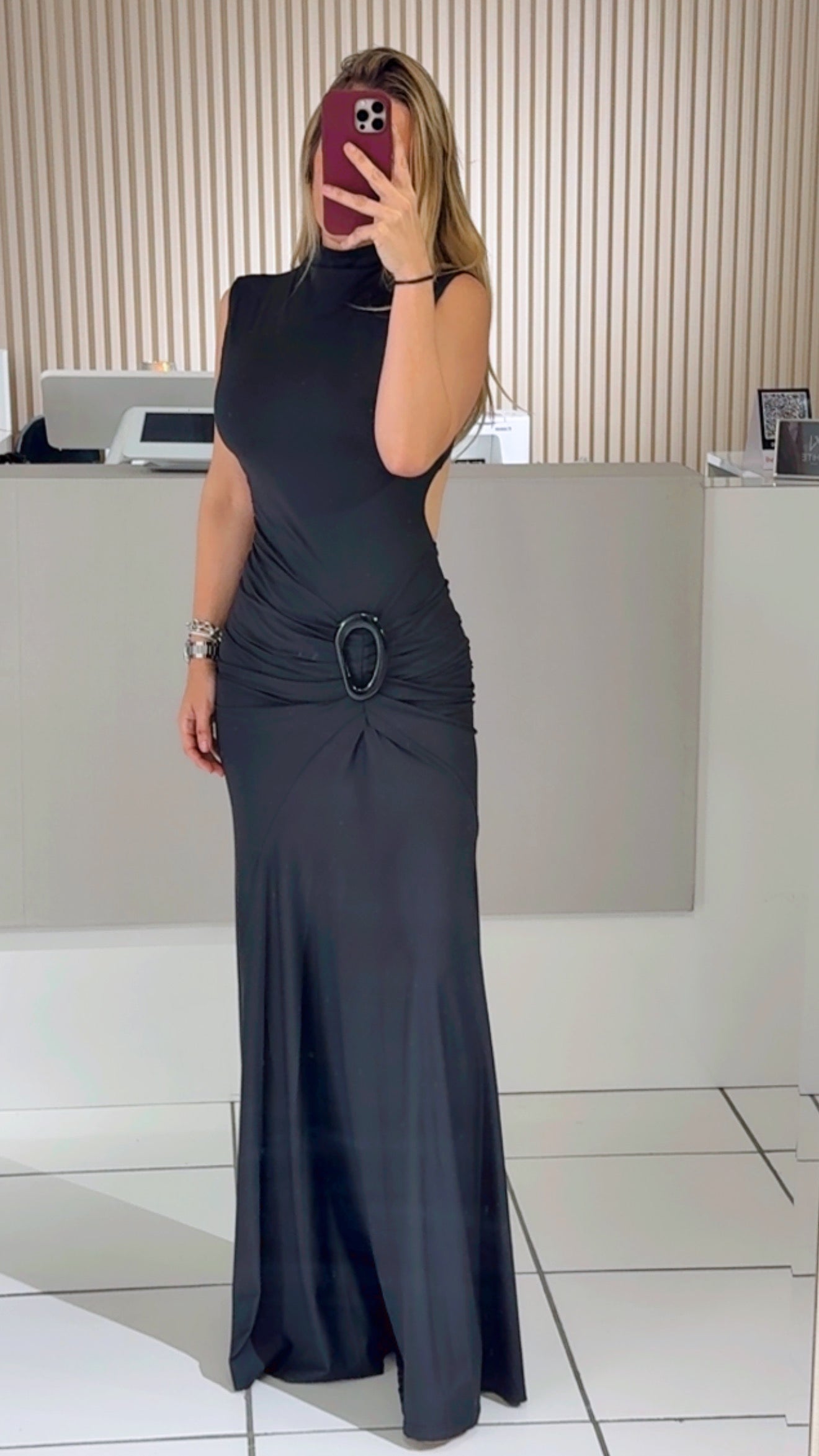 Black Open Back Maxi Dress