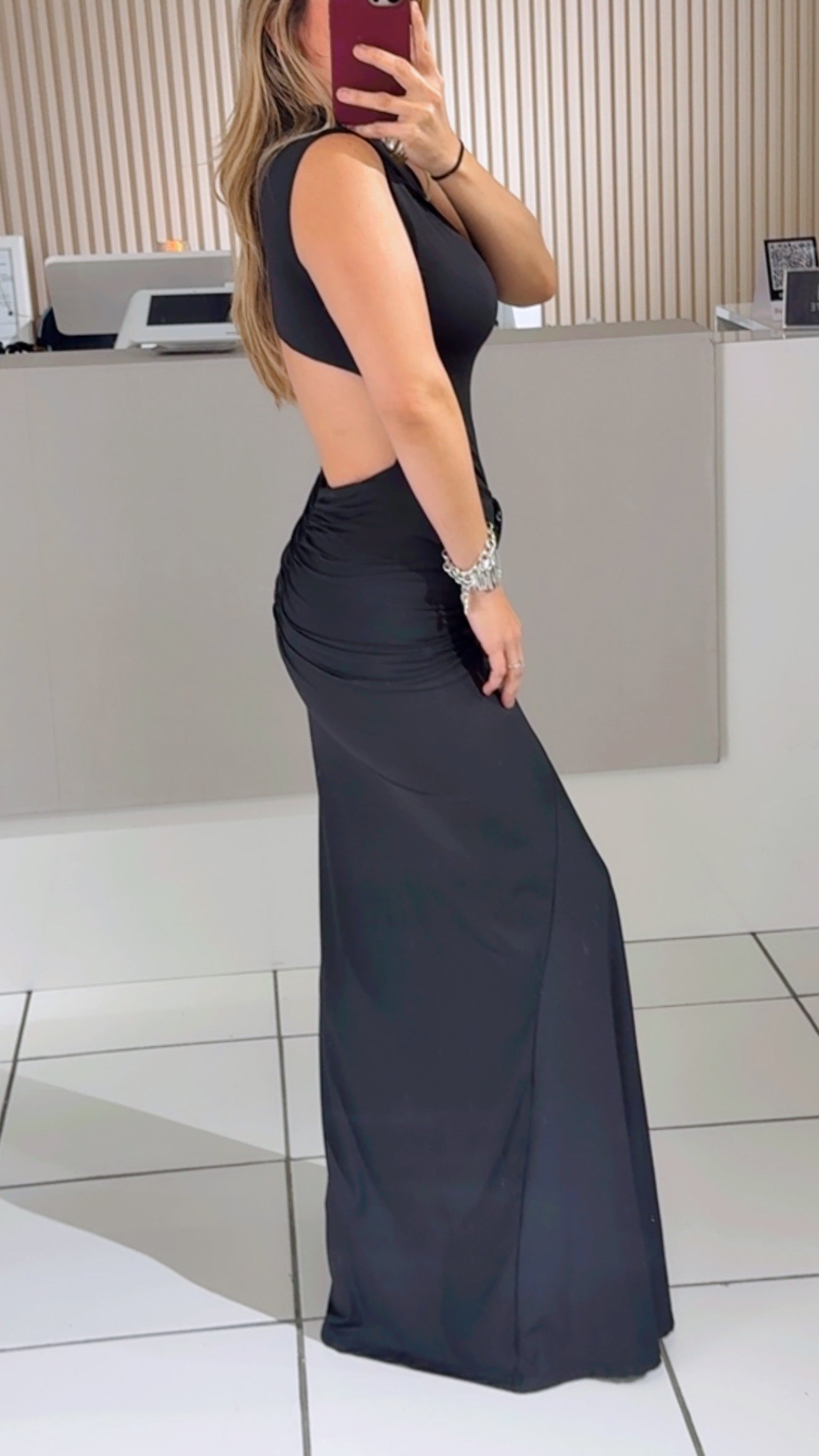 Black Open Back Maxi Dress