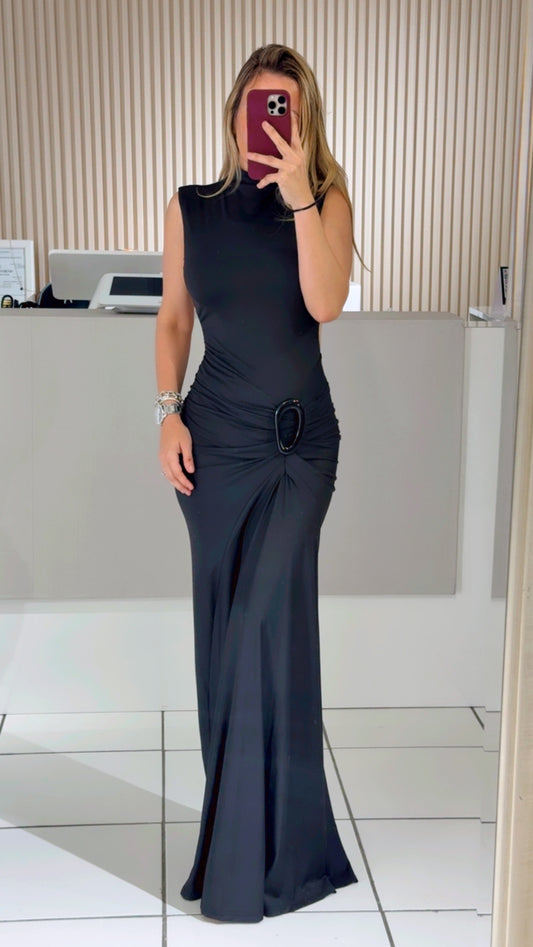 Black Open Back Maxi Dress