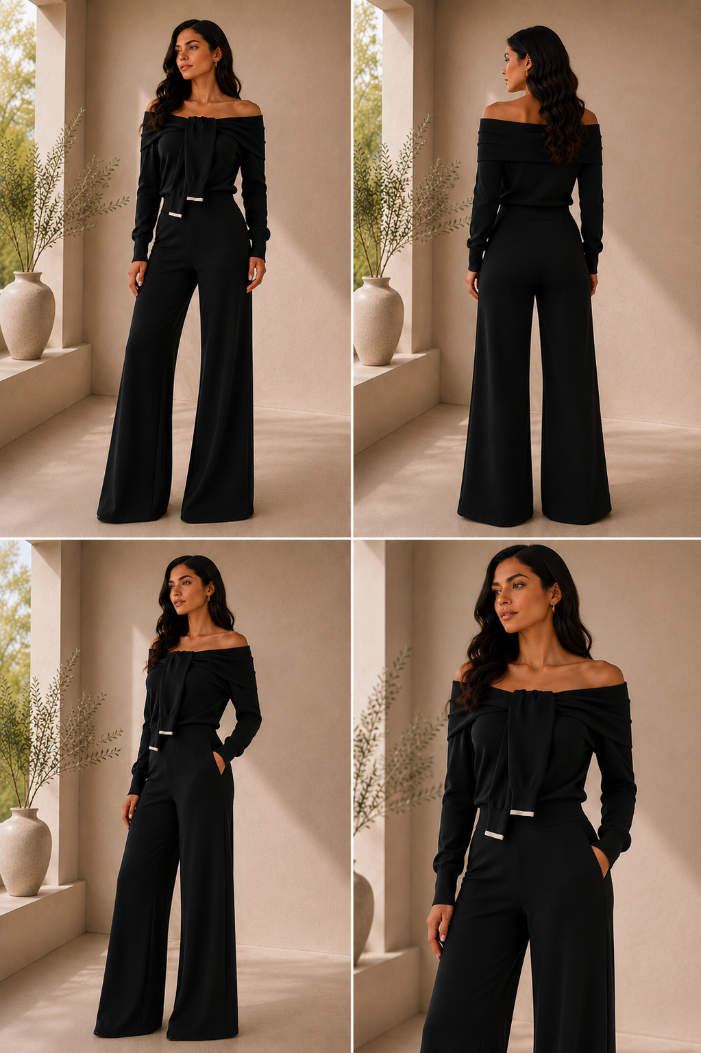 BLACK SIDE KNIT SET