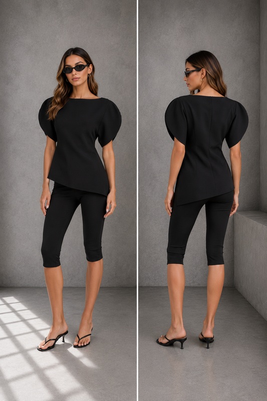 BLACK ASYMETRIC TOP