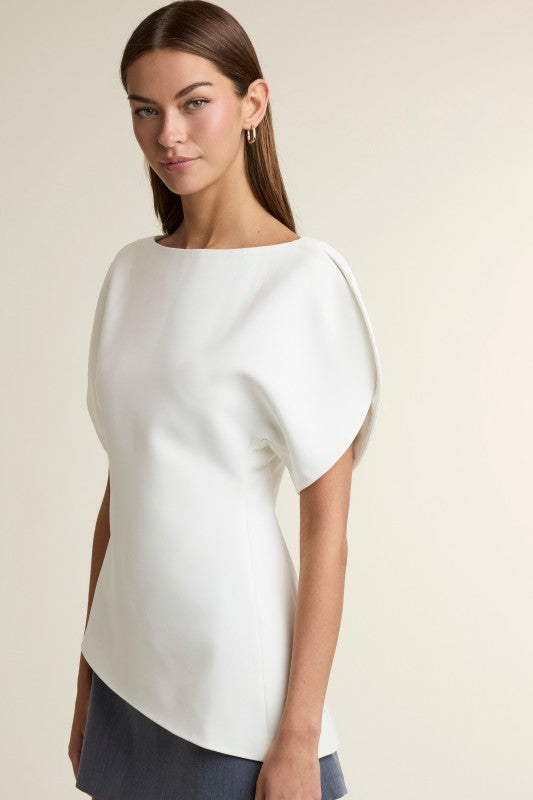 WHITE ASYMETRIC TOP