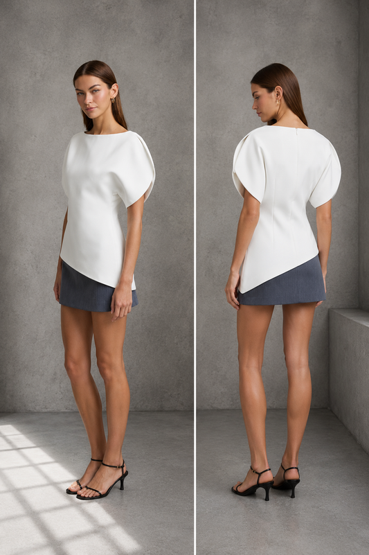 WHITE ASYMETRIC TOP