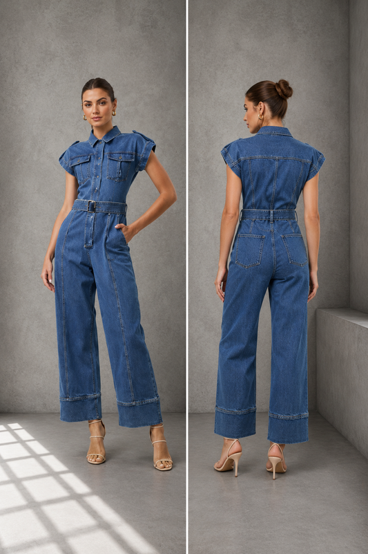 DENIM MIDI JUMPSUIT