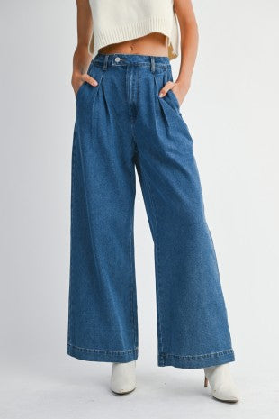 Pleated wide legs jeans